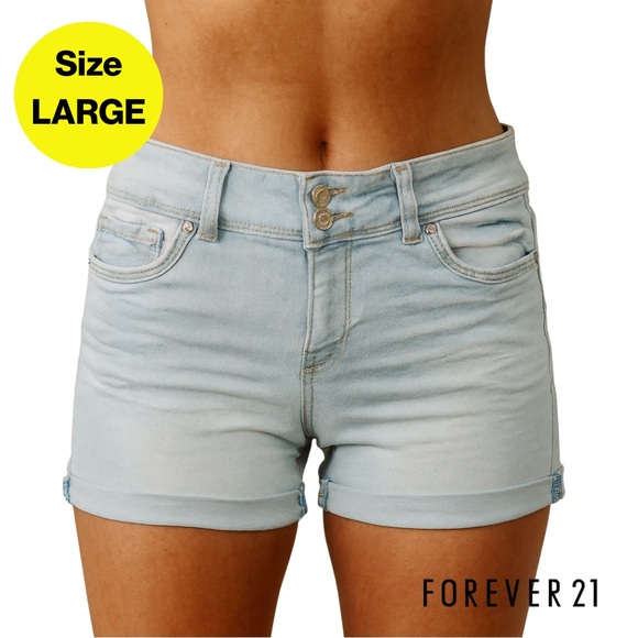 2/for $15 🪩 FOREVER21 Booty Lifting Push-Up Light Blue Denim Shorts 💙 (Large) - Picture 1 of 9